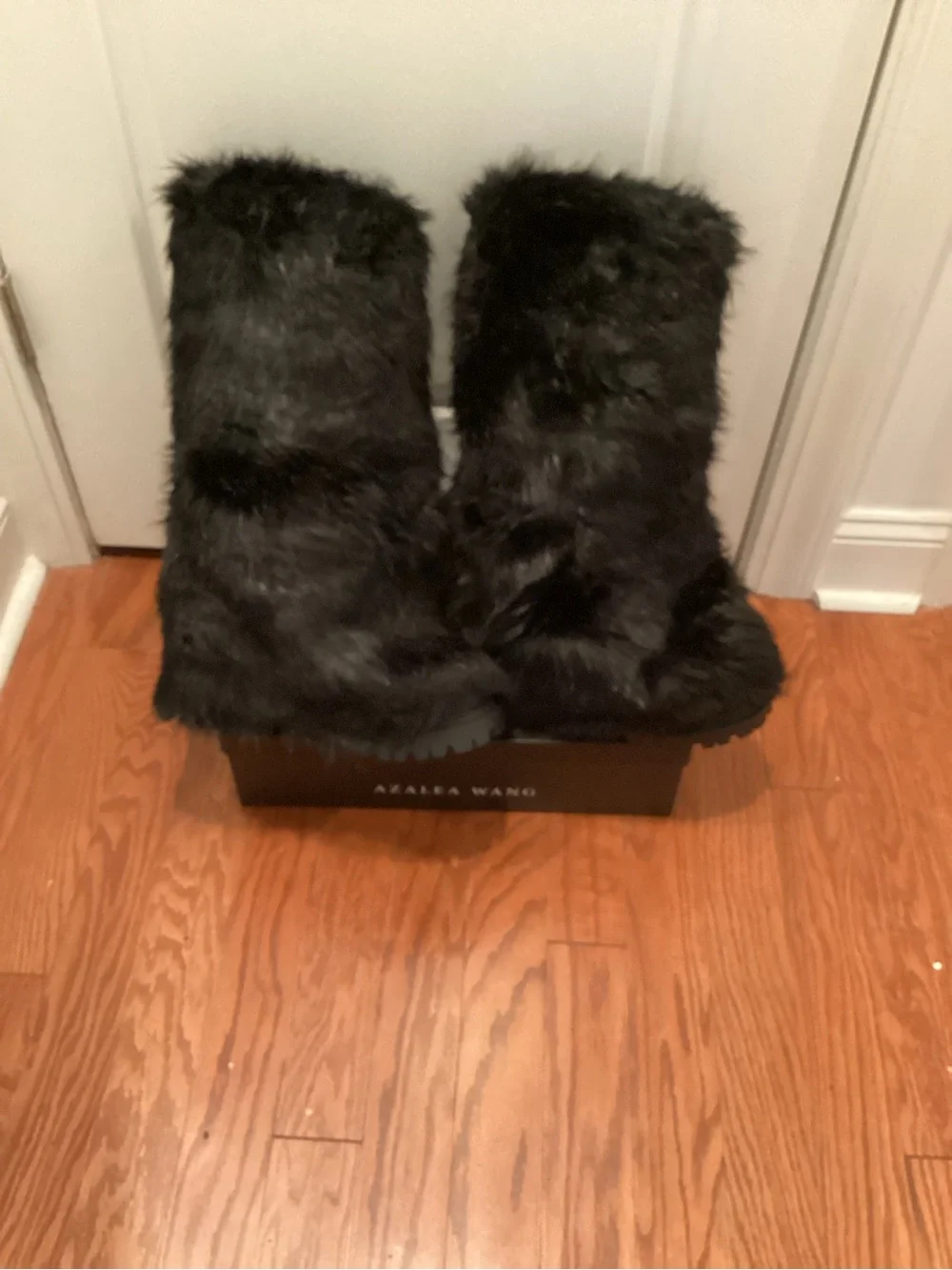 Black Faux Fur Mid-Calf Boots